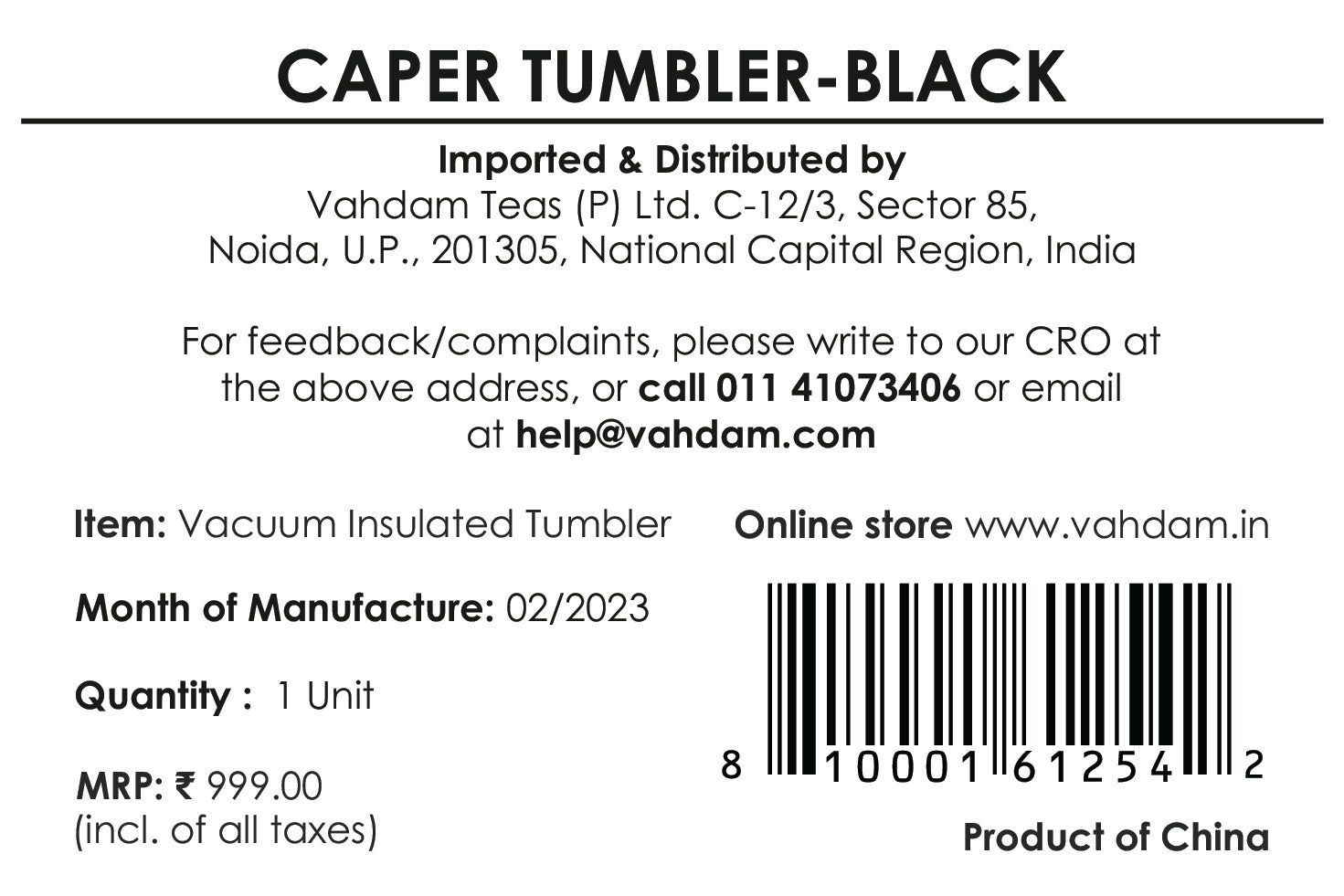 Caper Tumbler Insulated - Black