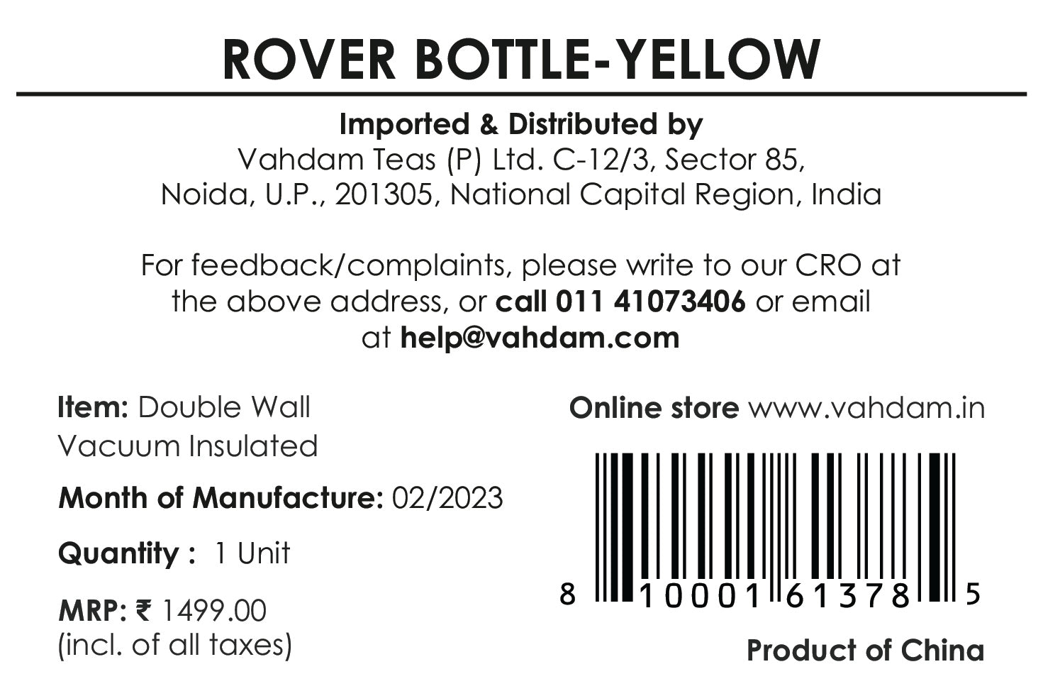 Rover Bottle Insulated -  Yellow