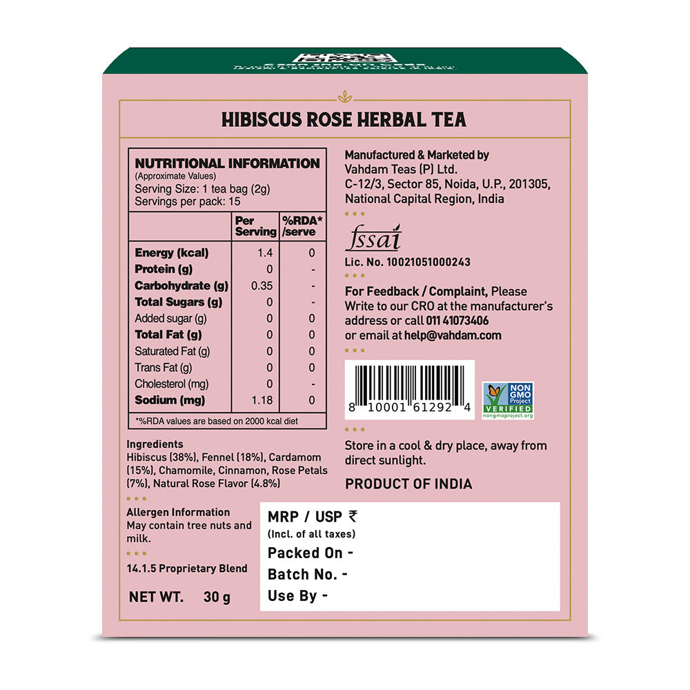 Hibiscus Rose Herbal Tea, 15 Count