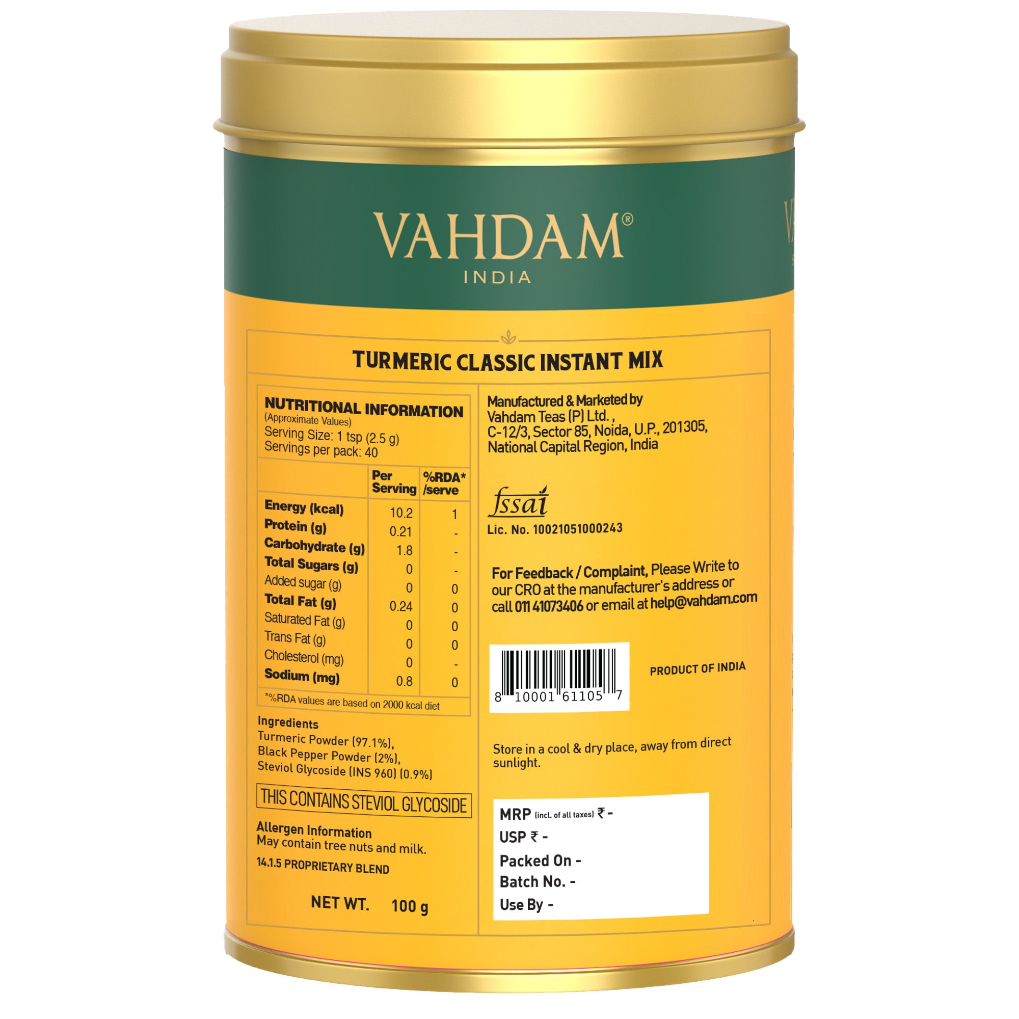 Turmeric Classic Instant Mix, 100 gm