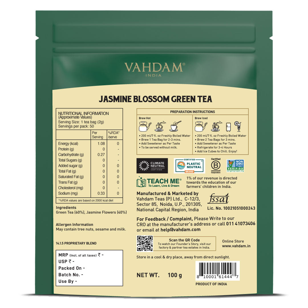 Jasmine Green Tea, 50 Count