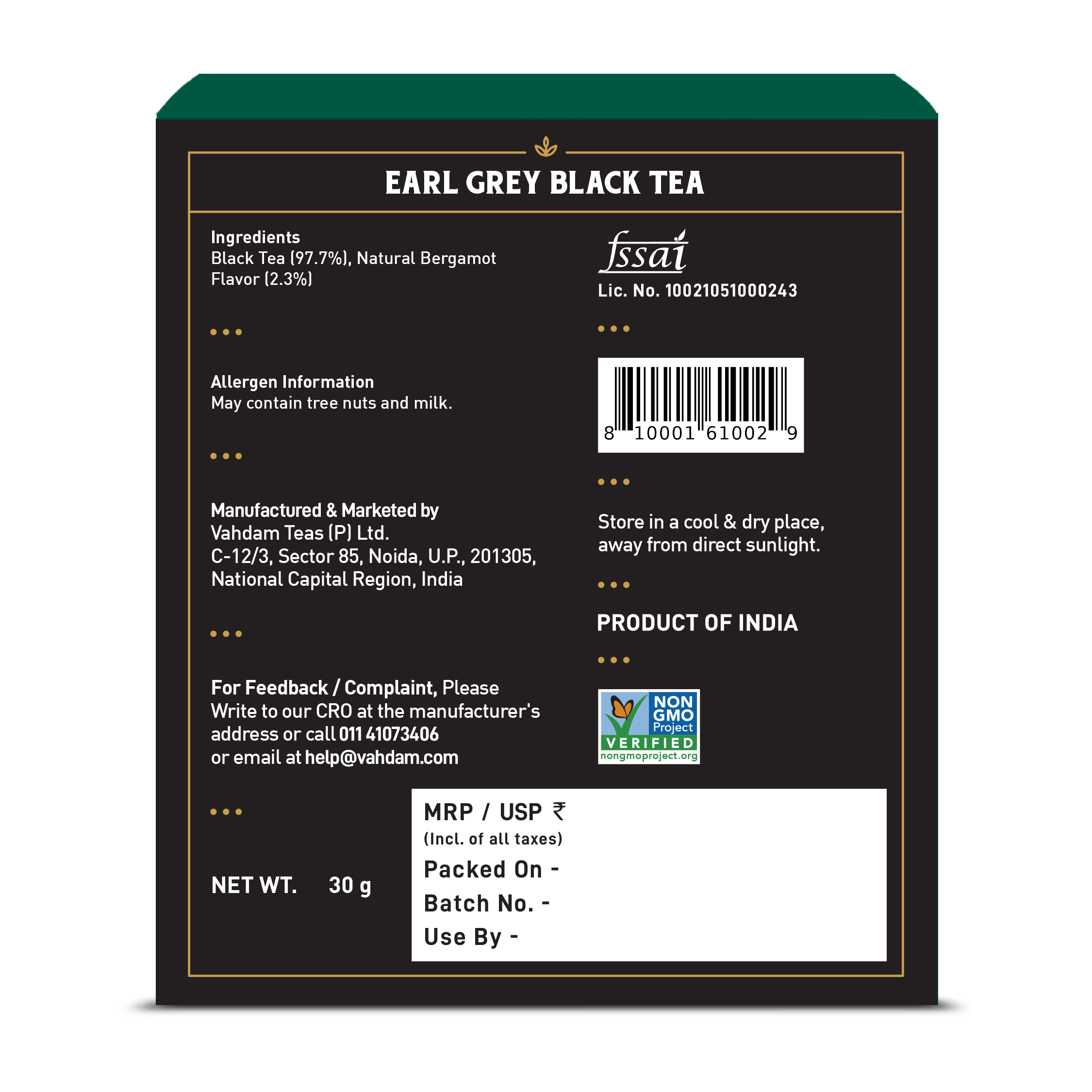 Earl Grey Black Tea, 15 Count