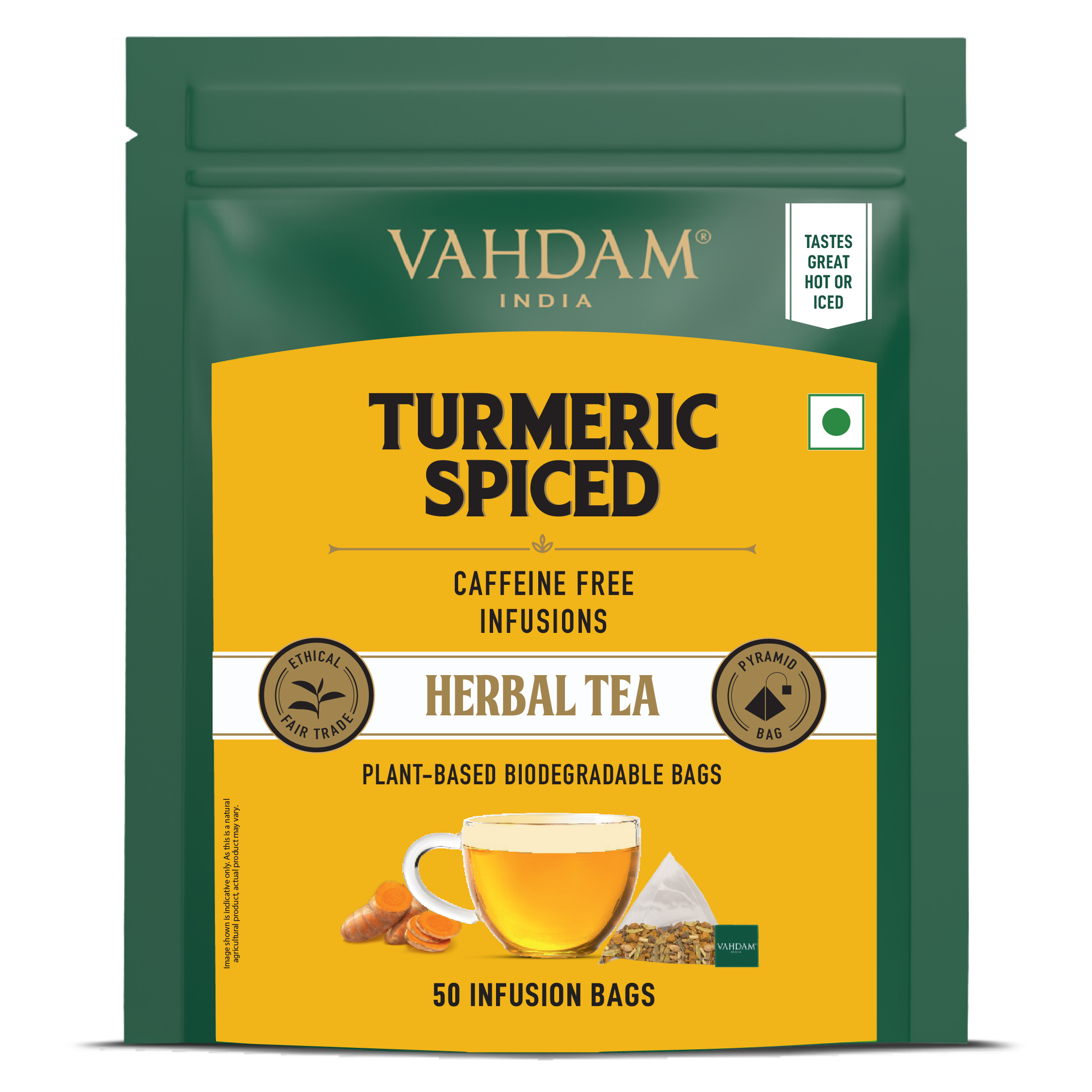 Turmeric Spiced Herbal Tea Tisane, 50 Count